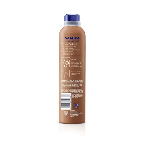 Vaseline Intensive Care Spray Moisturizer For Dry Skin Cocoa Radiant Made With 100% Pure Cocoa Butter 6.5oz (Pack of 6) - Image 2
