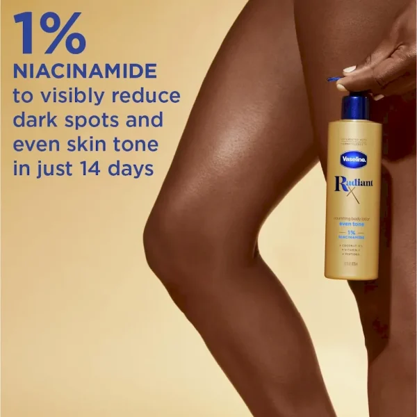 Vaseline Radiant X Even Tone Nourishing Body Lotion With 1% Niacinamide. Coconut Oil. Vitamin C. & Peptides 11 oz - Image 5