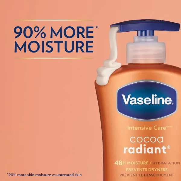 Vaseline Intensive Care Body Lotion Cocoa Radiant 4 Count for Dry Skin Lotion Made with Ultra-Hydrating Lipids and Pure Cocoa Butter for a Long-Lasting. Radiant Glow 20.3 Oz - Image 3