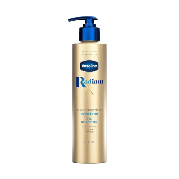Vaseline Radiant X Even Tone Nourishing Body Lotion With 1% Niacinamide. Coconut Oil. Vitamin C. & Peptides 11 oz