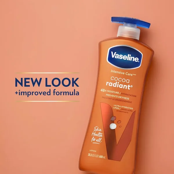 Vaseline Intensive Care Body Lotion Cocoa Radiant for Dry Skin Lotion Made with Ultra-Hydrating Lipids and Pure Cocoa Butter for a Long-Lasting. Radiant Glow 20.3 oz - Image 3