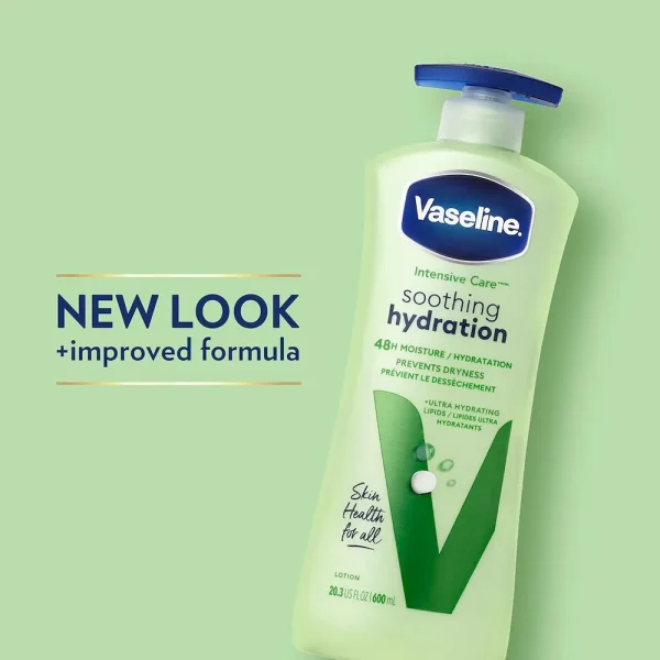 Vaseline Intensive Care Body Lotion Soothing Hydration for Dry Skin with Ultra-Hydrating Lipids + 1% Aloe Vera Extract to Refresh Dehydrated Skin 20.3 oz - Image 6