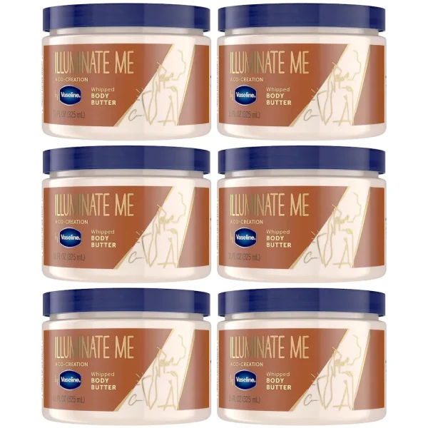 Vaseline Lotion Illuminate Me Body Butter. Whipped Shea Butter Co-Created with Black Women for Luminous. Glowing Skin. Moisturizing Lotion for Extremely Dry Skin. Scented. 11 Oz Ea (Pack of 6)