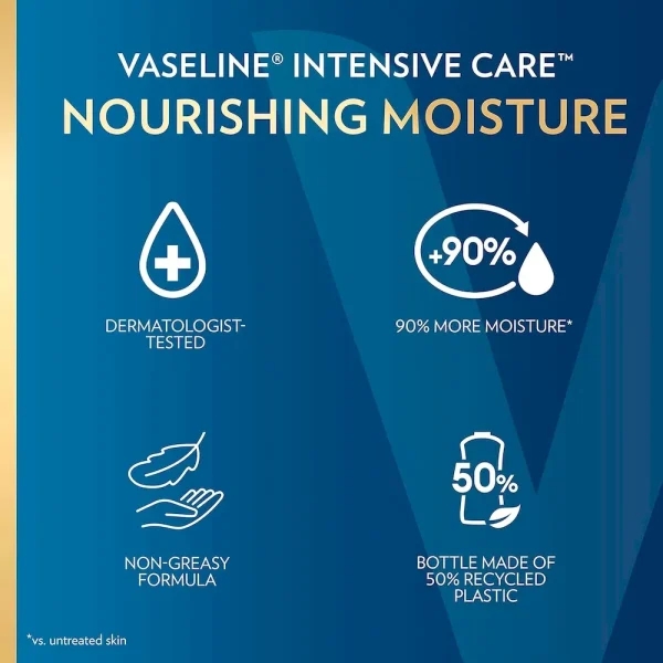 Vaseline Intensive Care Nourishing Moisture Body Lotion for Dry Skin. Made with Ultra-Hydrating Lipids + Pure Oat Extract for Nourished. Healthy-Looking Skin 20.3 oz - Image 8