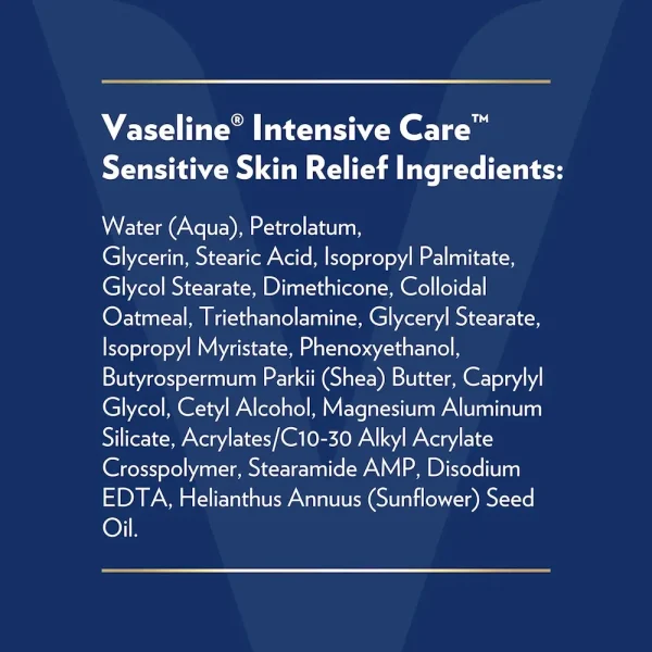 Vaseline Intensive Care Body Lotion 4 Pack Sensitive Skin Relief For Dry Skin With Colloidal Oatmeal and Ultra-Hydrating Lipids 20.3 oz - Image 8