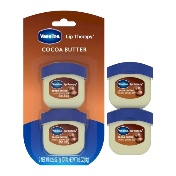 Vaseline Lip Therapy Lip Balm Mini 2 Pack Cocoa Butter For Dry Cracked Skin 0.25 oz - Image 3