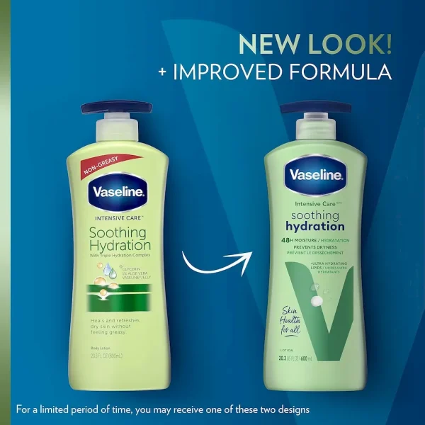 Vaseline Intensive Care Body Lotion 4 Count Soothing Hydration for Dry Skin with Ultra-Hydrating Lipids + 1% Aloe Vera Extract to Refresh Dehydrated Skin 20.3 Oz - Image 3