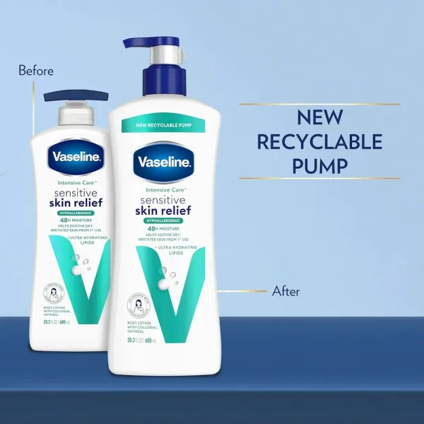 Vaseline Intensive Care Body Lotion 4 Pack Sensitive Skin Relief For Dry Skin With Colloidal Oatmeal and Ultra-Hydrating Lipids 20.3 oz - Image 3