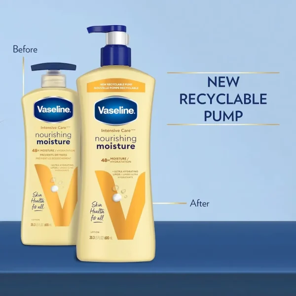 Vaseline Intensive Care Nourishing Moisture Body Lotion 3 Pk Made with Ultra-Hydrating Lipids + Pure Oat Extract for Dry Skin. for Nourished. Healthy-Looking Skin 20.3 oz - Image 3