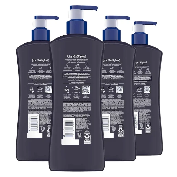 Vaseline Men Cooling Hydration 3-in-1 4 Pack for Dry Skin Face. Hands & Body Lotion for Men with Menthol & Ultra-Hydrating Lipids 20.3 oz - Image 2