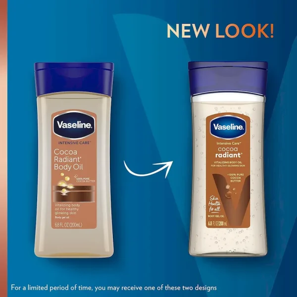 Vaseline Intensive Care Cocoa Radiant Pack of 3 for Glowing Skin Body Gel Oil Made with Pure Cocoa Butter + Replenishing Oils 6.8 oz - Image 3