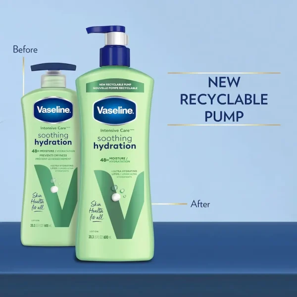Vaseline Intensive Care Body Lotion for Dry Skin Soothing Hydration Lotion Made with Ultra-Hydrating Lipids + 1% Aloe Vera Extract to Refresh Dehydrated Skin 20.3 oz. Pack of 3 (packaging May Vary) - Image 3