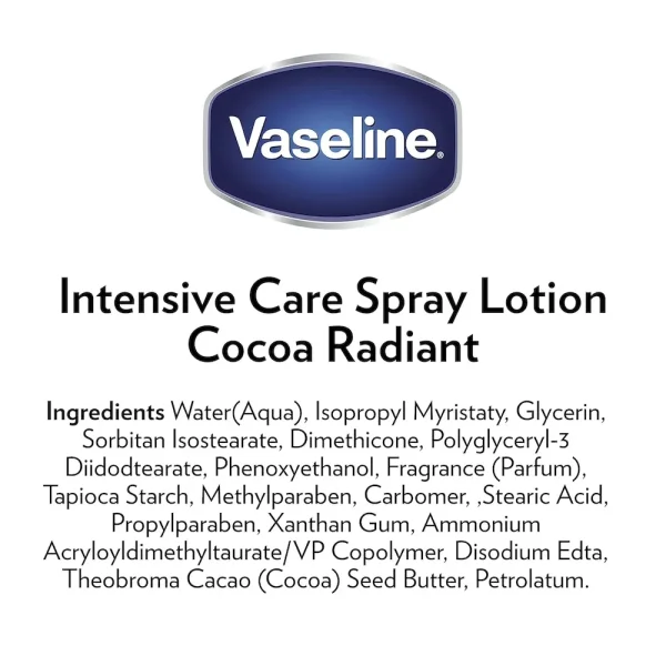 Vaseline Intensive Care Spray Moisturizer For Dry Skin Cocoa Radiant Made With 100% Pure Cocoa Butter 6.5oz (Pack of 6) - Image 14