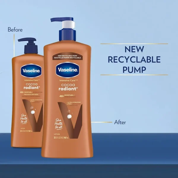 Vaseline Intensive Care Body Lotion Cocoa Radiant for Dry Skin Lotion Made with Ultra-Hydrating Lipids and Pure Cocoa Butter for a Long-Lasting. Radiant Glow 32 Oz - Image 3