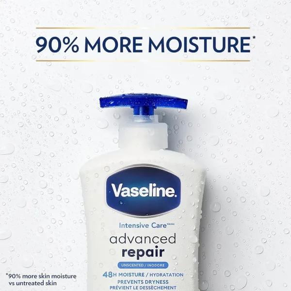 Vaseline Intensive Care Body Lotion Advanced Repair Unscented 4 ct for Dry Skin with Ultra-Hydrating Lipids and Vaseline Jelly 20.3 oz - Image 4