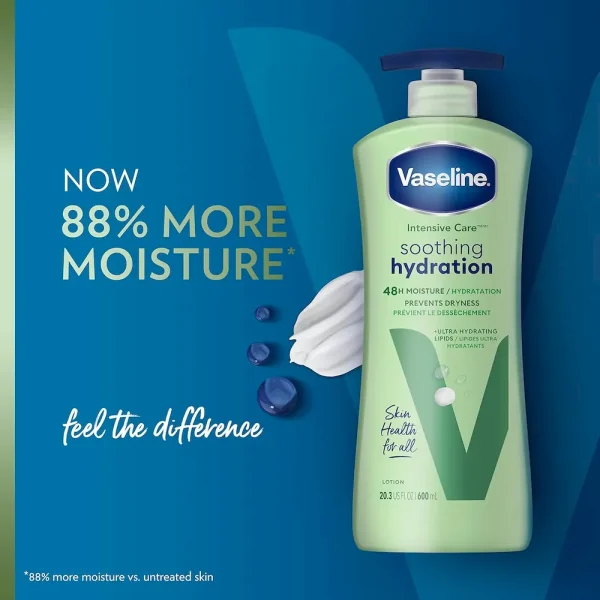 Vaseline Intensive Care Body Lotion 4 Count Soothing Hydration for Dry Skin with Ultra-Hydrating Lipids + 1% Aloe Vera Extract to Refresh Dehydrated Skin 20.3 Oz - Image 4