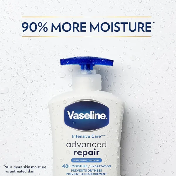 Vaseline Intensive Care Body Lotion Advanced Repair Unscented for Dry Skin Lotion Made with Ultra-Hydrating Lipids and Vaseline Jelly That Repairs Extremely Dry Skin 20.3 oz - Image 3