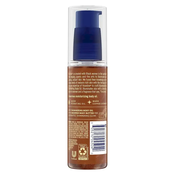 Vaseline Illuminate Me Shimmering Body Oil Created for Melanin Rich Skin. Illuminates Skin with Finishing Touch of Shimmer for Glowing Skin 3.3 oz - Image 2