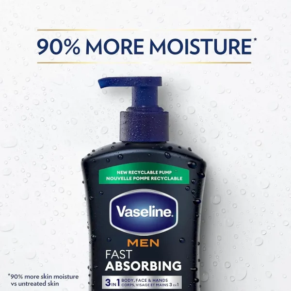 Vaseline Men’s Healing Moisture Hand & Body Lotion For Dry or Cracked Skin Fast Absorbing Non-Greasy Lotion for Men 20.3 oz. Pack of 3 - Image 6
