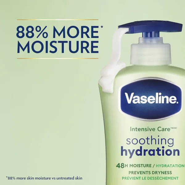 Vaseline Intensive Care Body Lotion Soothing Hydration for Dry Skin with Ultra-Hydrating Lipids + 1% Aloe Vera Extract to Refresh Dehydrated Skin 20.3 oz - Image 4