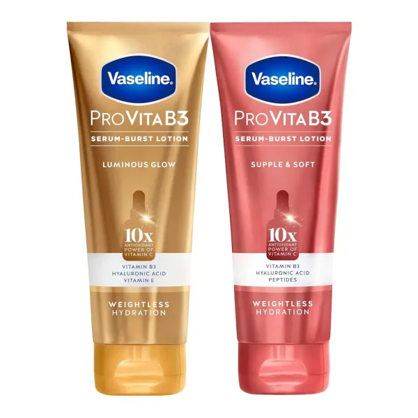 Vaseline Pro VitaB3 Skin Care Serum Burst for Healthy. Glowing Skin Luminous Glow & Supple & Soft 10x Antioxidant Power of Vitamin C with Vitamin B3. Hyaluronic Acid 7.5 fl oz 2Pk